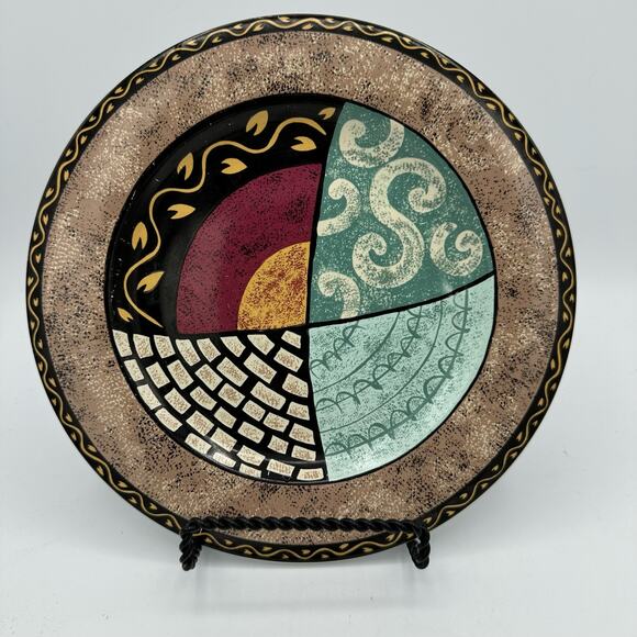 Vtg Salad Plates by Sakura in Kyoto Pattern Sue Zipkin 1997 Memphis Post Modern - Picture 2 of 8